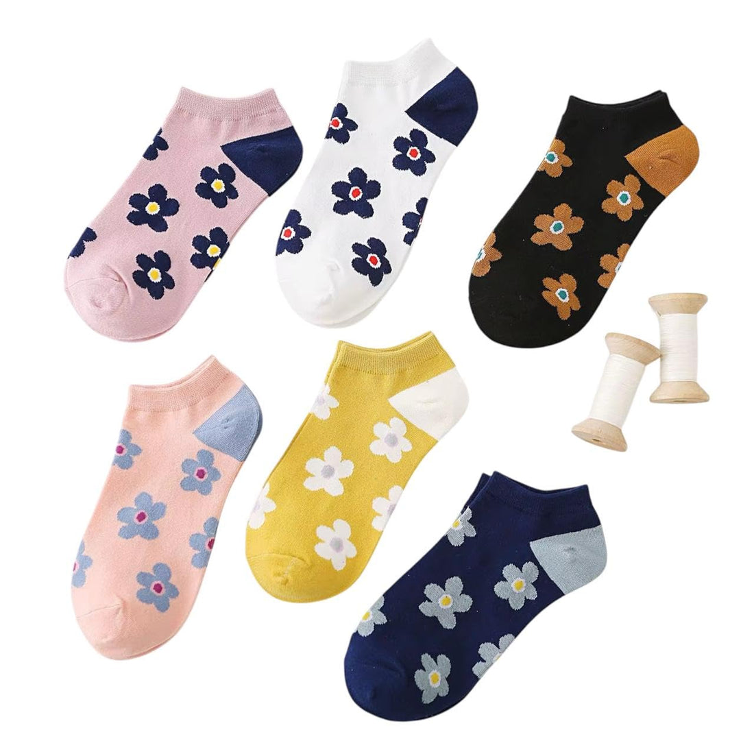 Women's Cotton Ankle Socks Floral Multi Color Multi Color Cotton Socks for Girls and Women 3 Socks
