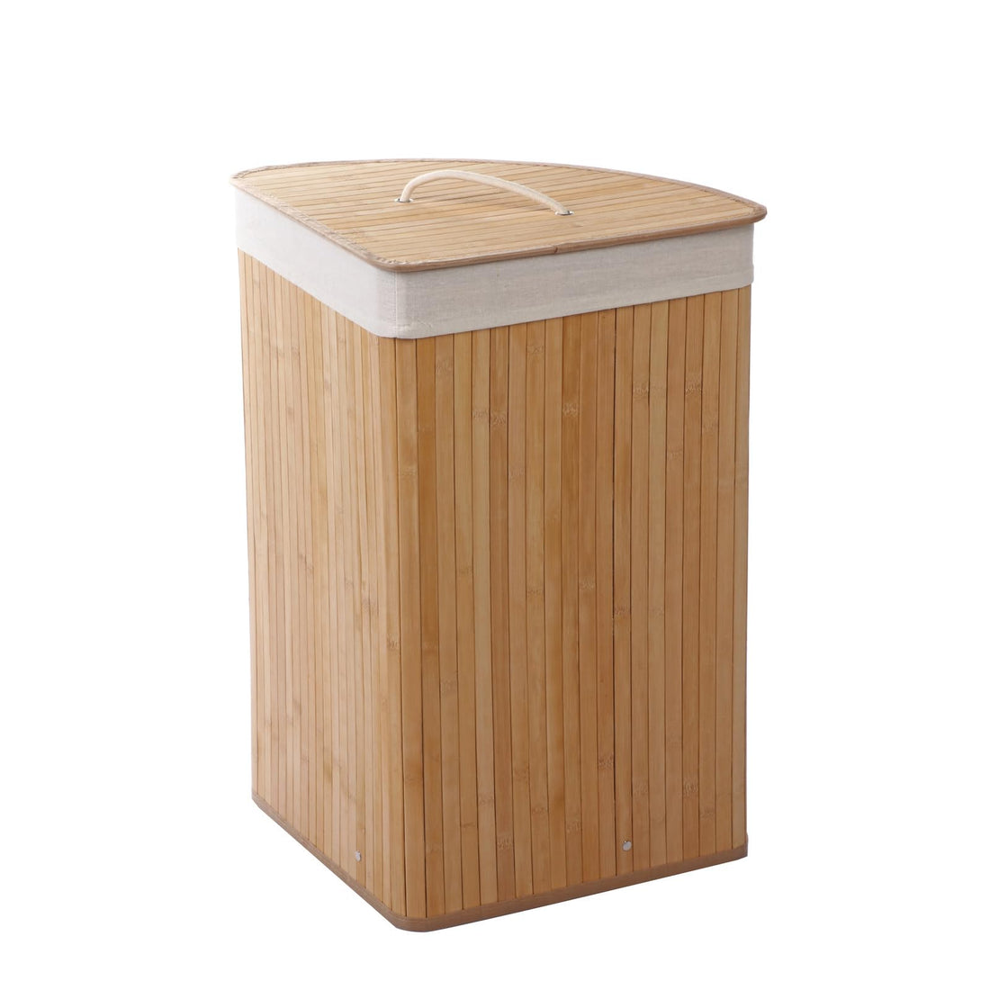 Sherwood 100% Natural Bamboo And Polyester Home Corner Folding Bamboo Laundry Hamper - Natural Brown - 35x35x60cm