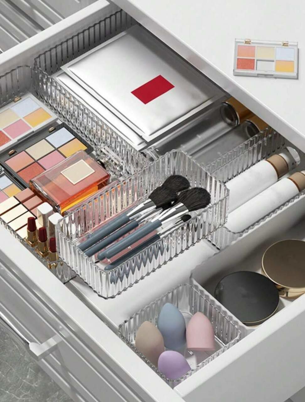 Clear Acrylic 8-Piece Drawer Organizer Set for Kitchen Vanity Desk Multi-Use Storage Durable Elegant Space-Saving Solution