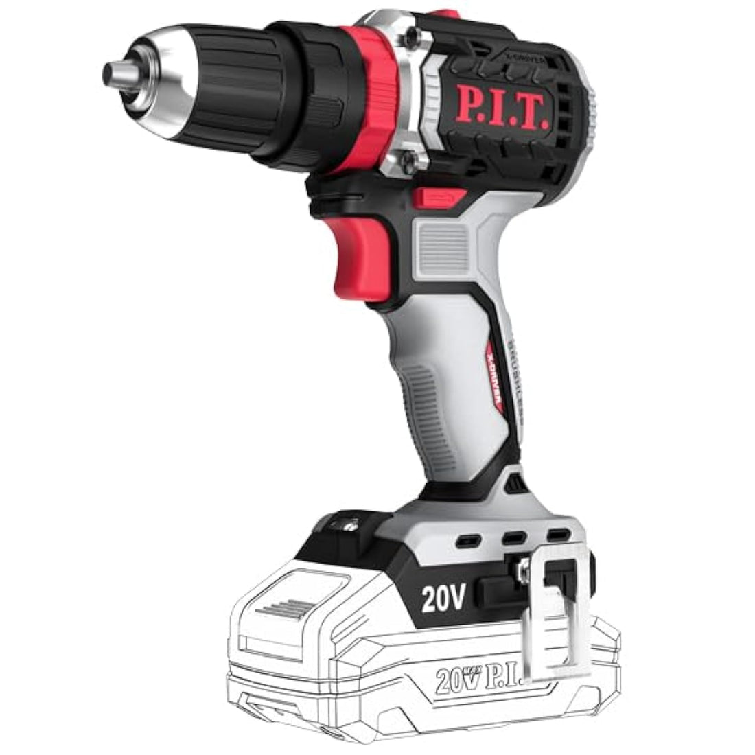 PIT PSB20H-10C 20V Cordless Brushless Impact Drill