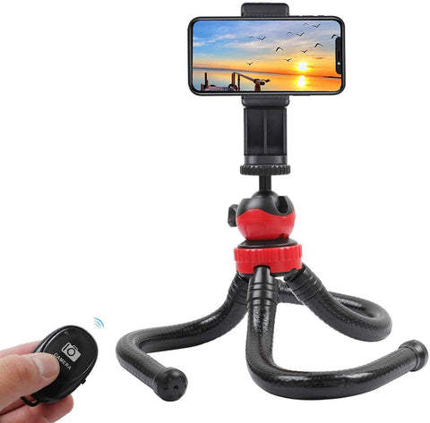 ANNA TOSANI Tripod for Cellphone, Flexible Mobile Phone Tripod with Bluetooth Remote Control Stand for Phone, Gopro, Camera, 1/4 Inch Universal Screw, 360° Rotating Head