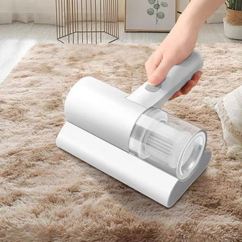 Handheld Vacuums, Cordless Mite Remover Cleaning Machine with UV Lamp, Mites Dust Cleaner, Household Vacuum Dust Cleaner for Bed, Sofa, Carpet Cleaning - White