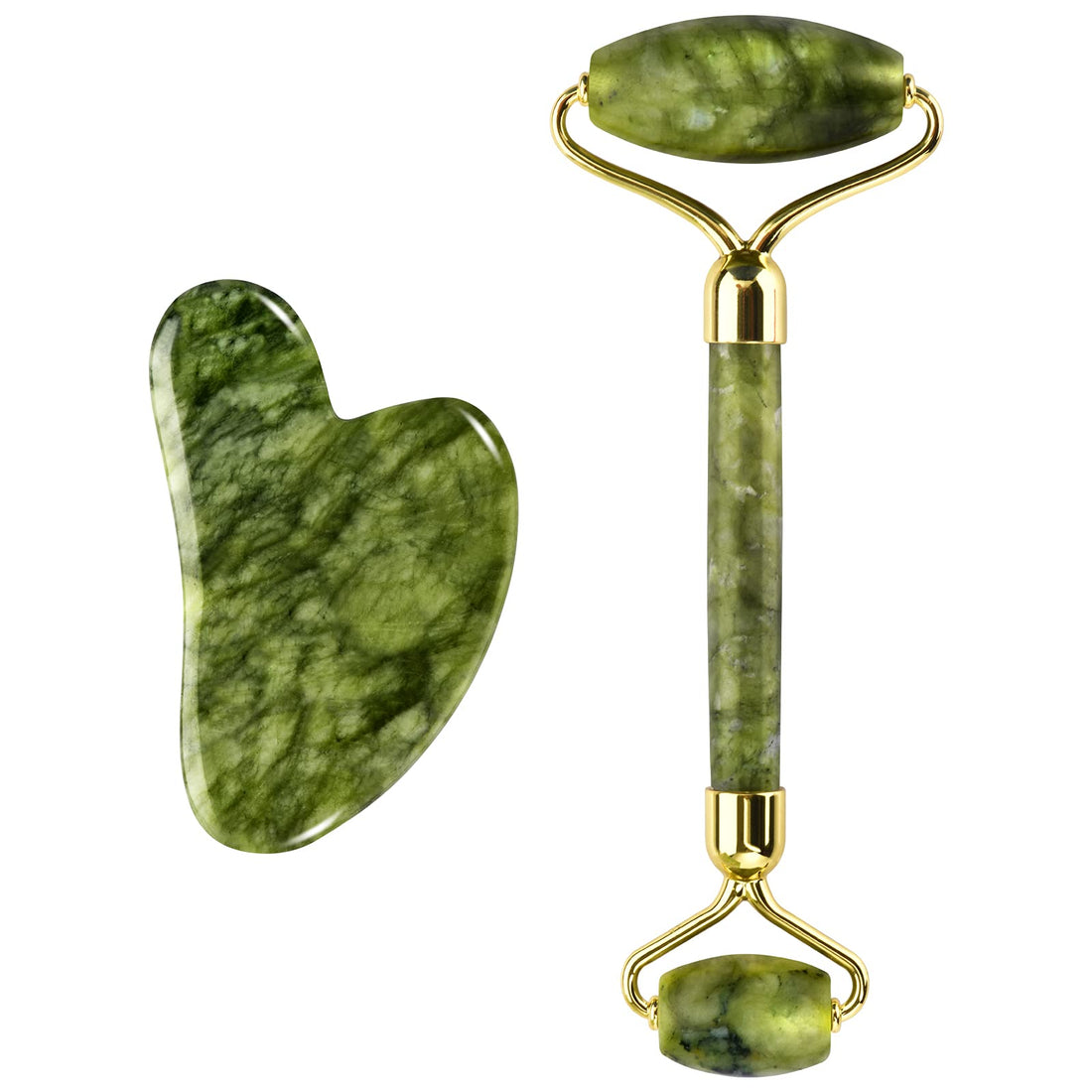 PILLOBOX Jade Roller & Gua Sha Facial Tools Women's Beauty Roller Skin Care Tools Real natural jade， Used for Face, Eyes, Neck, Body Muscle Relaxing with Gift Box(Multi-color)