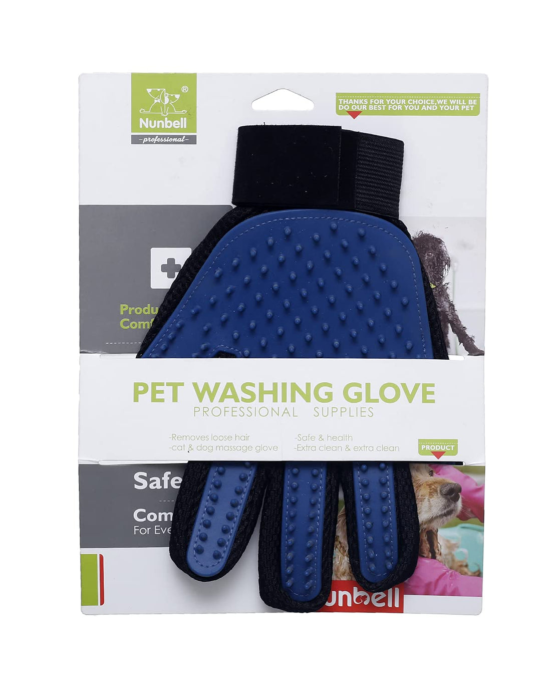 Nunbell Washing Glove For Cats & Dogs - Blue
