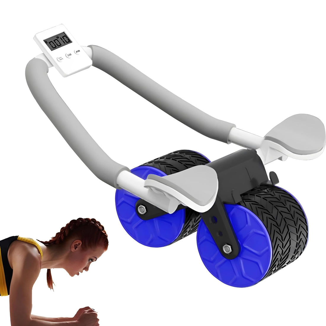 Rebound Ab Roller, Automatic Abdominal Rolling Wheel, 4 Elbow Pads Abs Exercise Roller Machine with Timer Home Fitness or Gym Abdominal Exercise Equipment