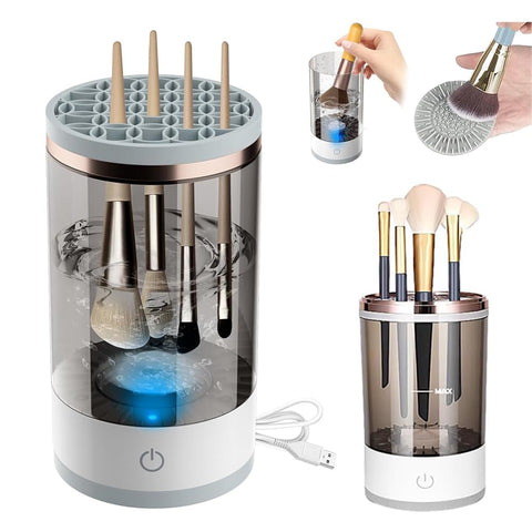 Makeup Brush Cleaner Machine-Electric Makeup Brush Cleaner-Cosmetic Brush Cleaner With Makeup Brush Cleaner Mat-Automatic Brush Cleaner Makeup For All Sizes Of Make Up Brush Cleaner Cleanser Machine.