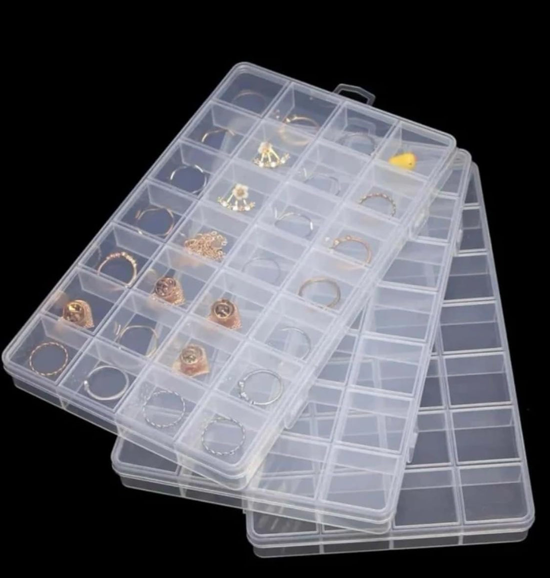 Minimalist Jewelry Storage Box for Home and Travel, Clear Plastic Design with Multi-Grid Interior