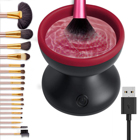 Makeup Brush Cleaner Machine, Makeup Brush Cleaning Mat, Electric USB Rechargeable Professional Automatic Make Up Cleaning Tools for All Size Brushes