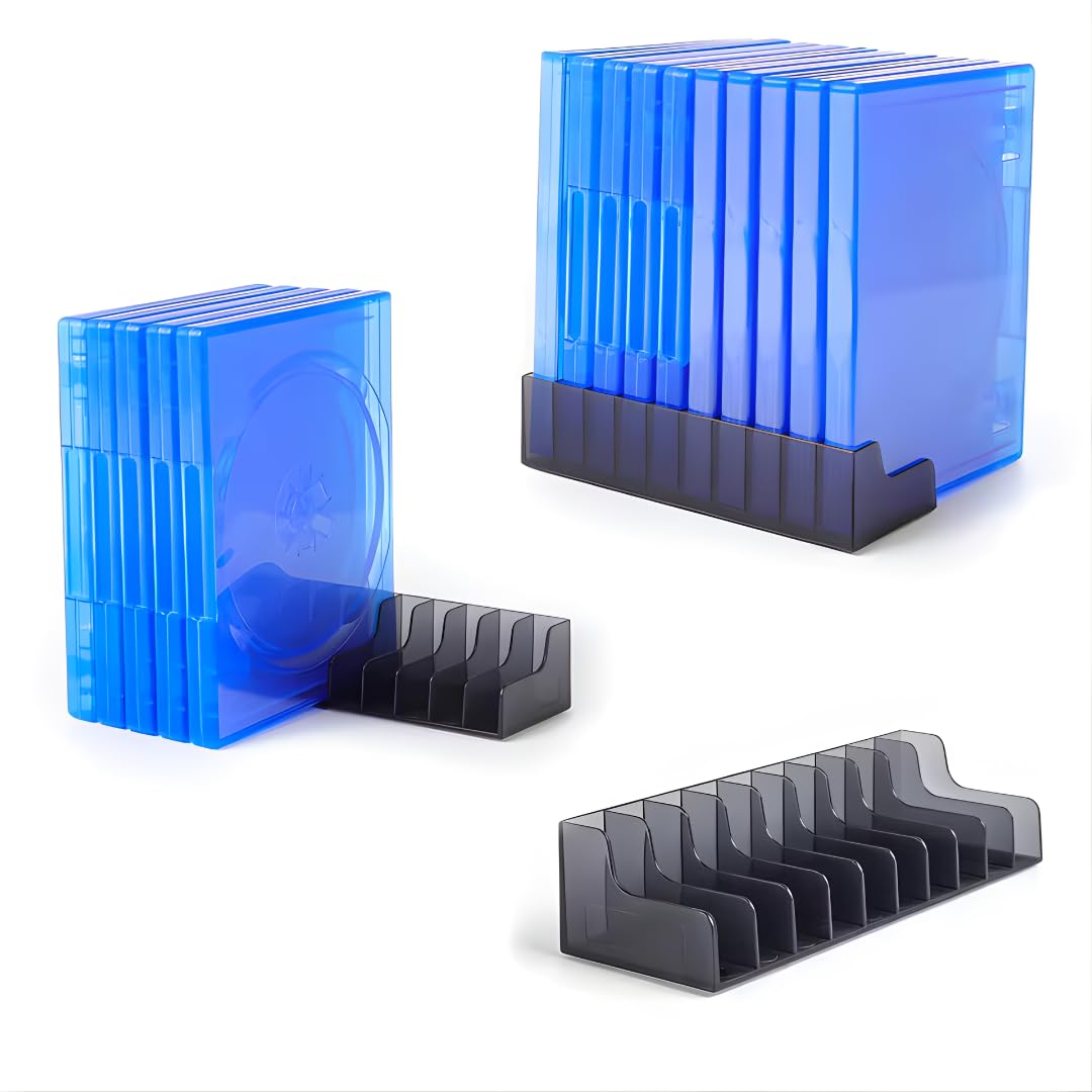 Premium Acrylic Video Game CD Holder, 10 Disc Storage Stand, Compact and Durable, 17 x 6.4 cm - Black
