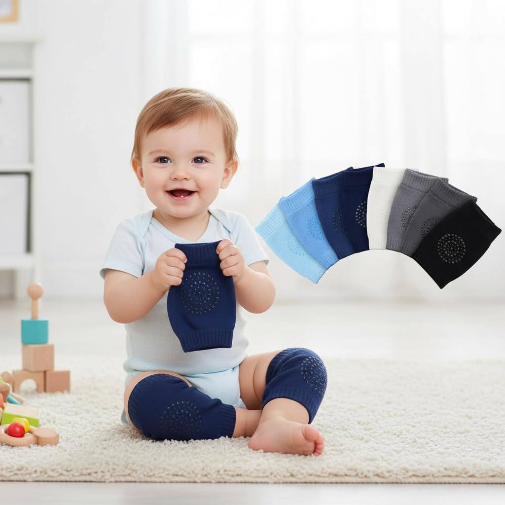 GHAZAL SATINIOR 8 Pairs Baby Crawling Anti-Slip Knee Pads - Unisex Toddler Protectors, Pink Purple Green Series - Multicolor