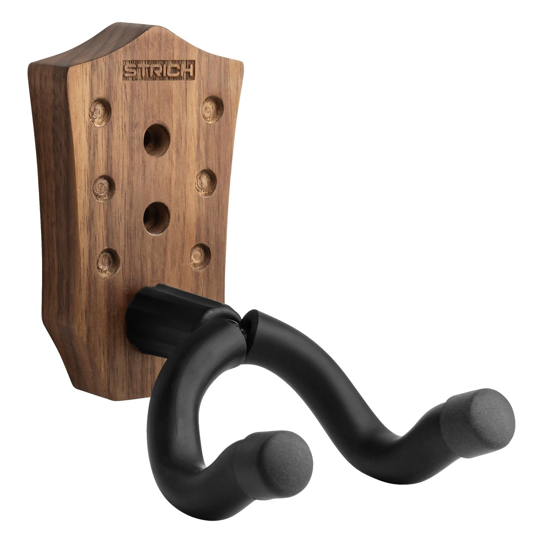 STRICH Guitar Wall Mount,Walnut Base Guitar Hanger,U-Shaped Hanger Mount with Screws, Guitar Holder Hook Stand Wall for Acoustic, Electric,Classical Guitar, Banjo, Bass(1-Pack)