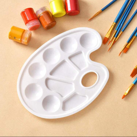 Artist Paint Palette, White Plastic, 23 cm x 17 cm, 6 Wells with Mixing Areas