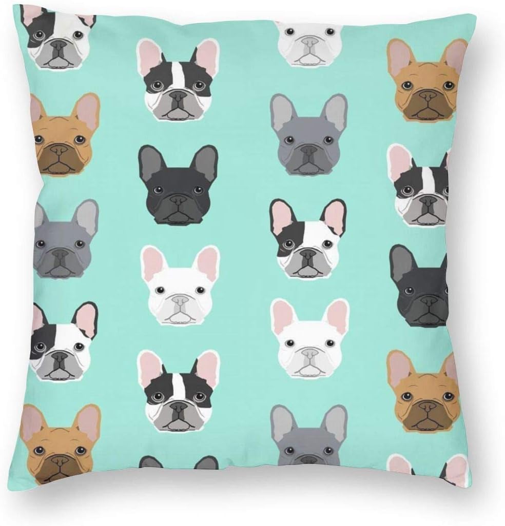 Decorative Throw Pillow Covers Square Pillow Covers Cushion Cases for Couch Sofa Car - French Bulldog Sweet Dog Puppy Puppies Dog, 45x45 cm