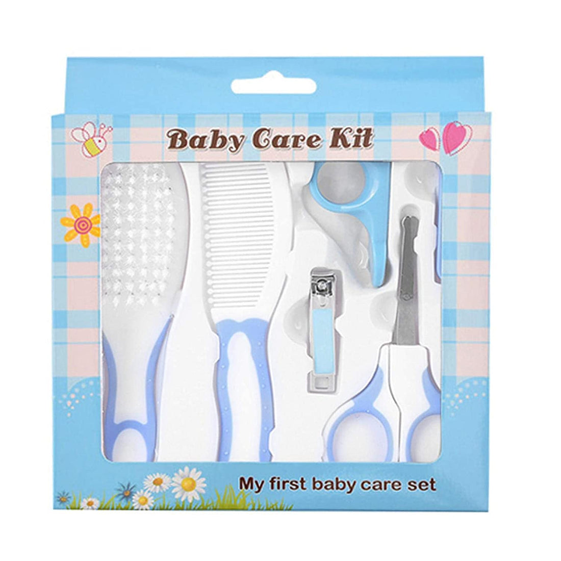 VARIETY OF BEAUTY Baby Grooming & Healthcare Kit 6 Pcs Set | New-Born Infant Toddler Essential Personal Care Accessories | Portable Storage Case for Home Travel Nursery Use - (Blue)