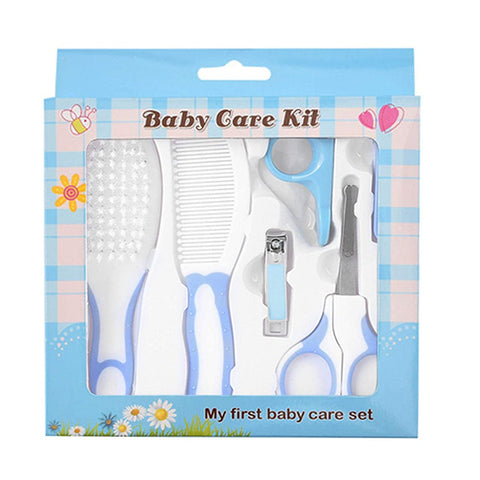 VARIETY OF BEAUTY Baby Grooming & Healthcare Kit 6 Pcs Set | New-Born Infant Toddler Essential Personal Care Accessories | Portable Storage Case for Home Travel Nursery Use - (Blue)
