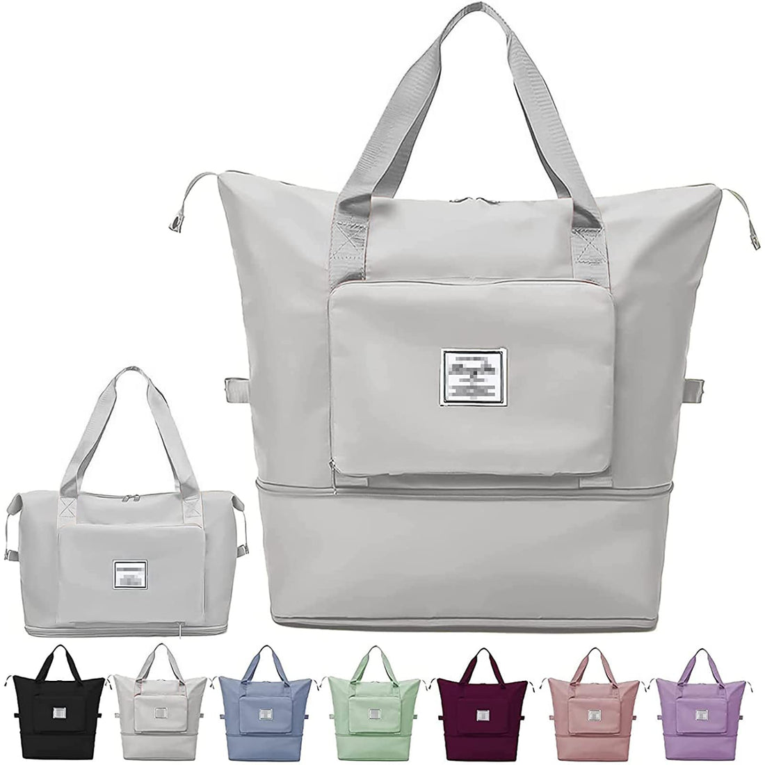 Large Capacity Folding Travel Bag, Portable Lightweight Waterproof Oxford Fabric Duffel, Expandable Carry-On Luggage for Gym, Vacation, and Weekend Trips for Men and Women, Grey