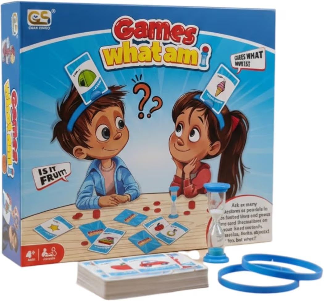 What Am I? Family Game, Guessing Cards, with Headbands and Hourglass, for Kids Ages 4+ - Adult