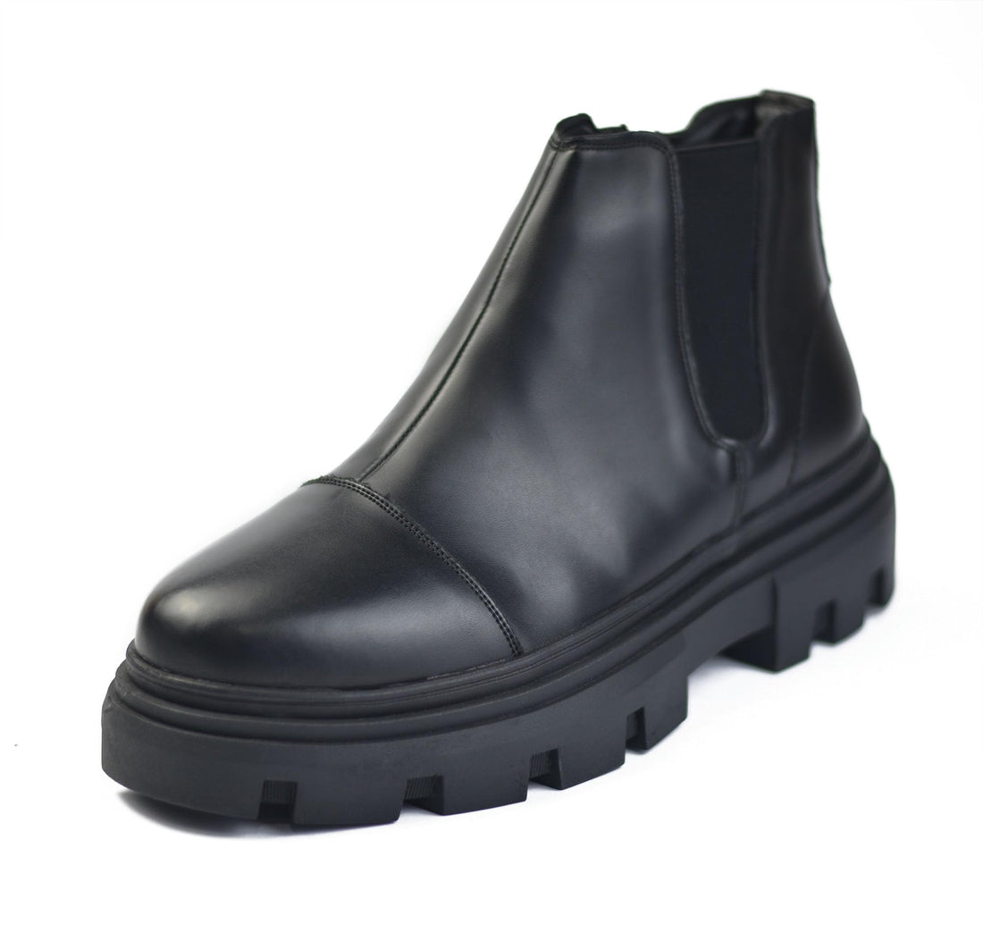 Half Boots Men Genuine Leather And Foam Sole Slip Resistant Wide Fit Black