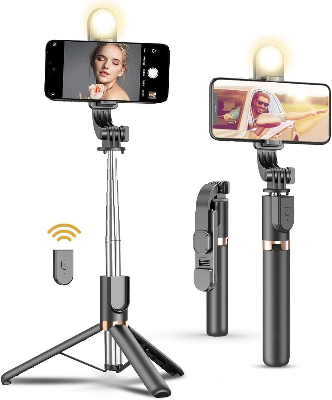 Selfie Stick Tripod 170CM with Wireless Remote, Cellphone Selfie Stick Tripod for iPhone 15/14/14 pro/13/13 Pro/12/11/11 Pro/XS Max/XS/XR/X/8/7 and Android Smartphone (K9 LED)