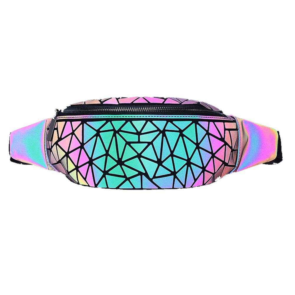 boshiho Fanny Packs for Women Men, Luminous Holographic Chest Bag Geometric Waist Pack for Travel,Rave Festival, Running, Sports (waist bag 01)