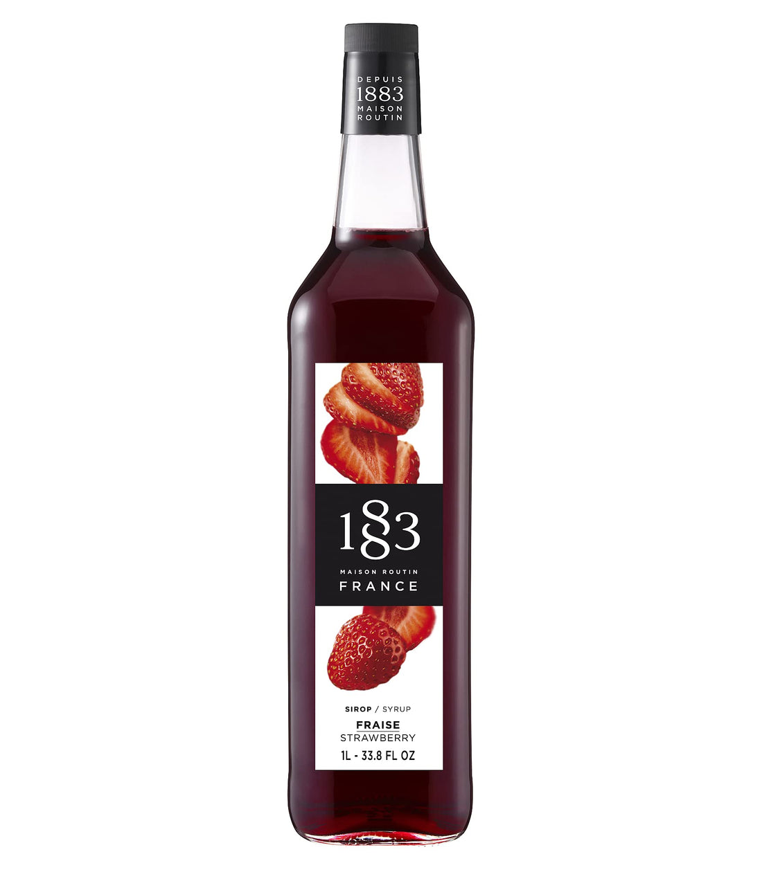 1883 MAISON ROUTIN FRANCE, Strawberry Syrup, Glass Bottle, 1 Liter, Made in France