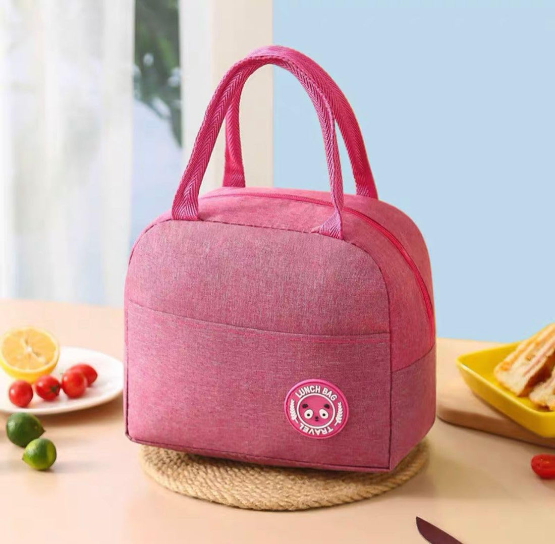 Insulated Lunch Box Handbag with Thick Rice Aluminum Foil Waterproof Lunch Bag for Office Workers Primary School Students (Pink)