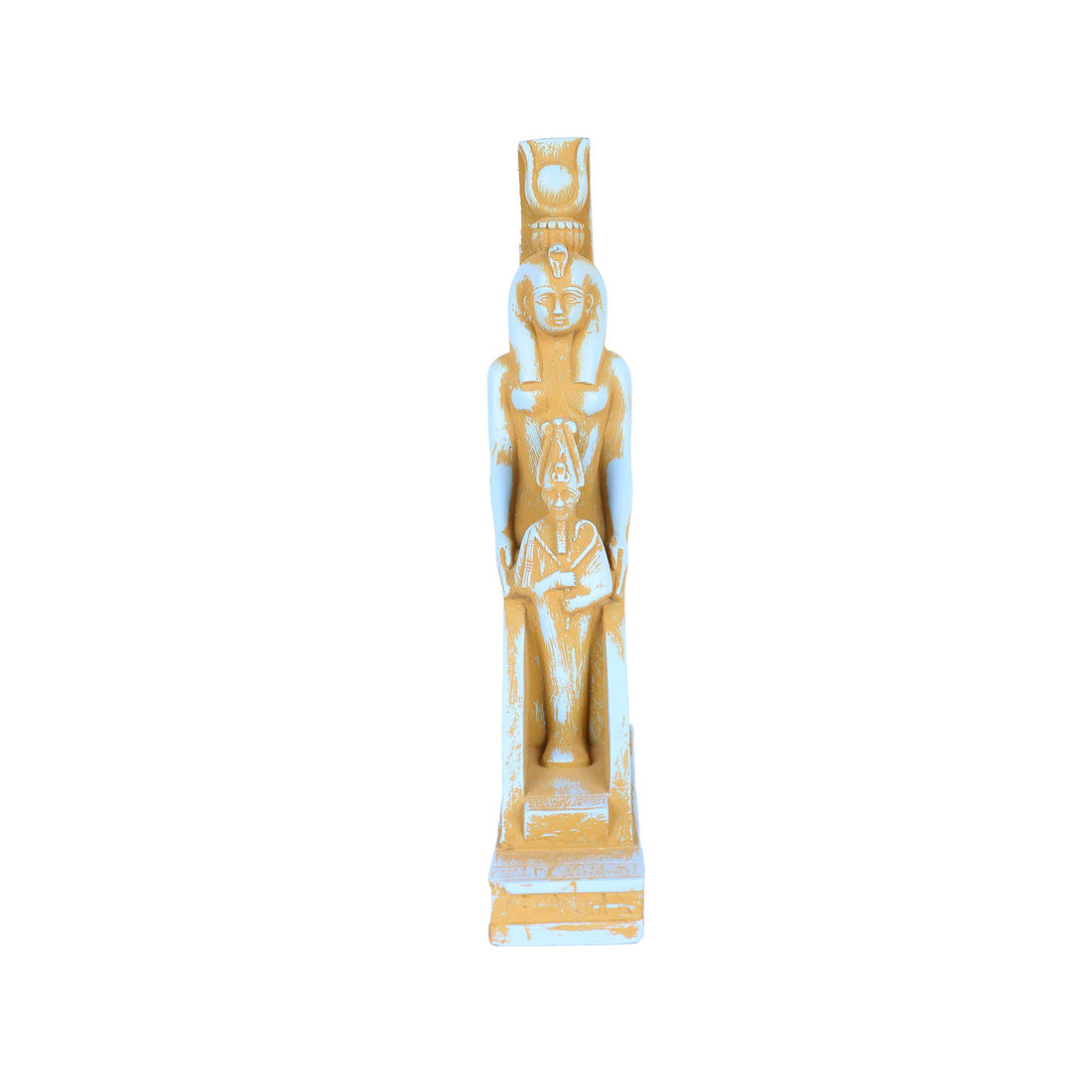 statue of Egyption antique art Goddess Isis protect Osiris heavy stone made in Egypt