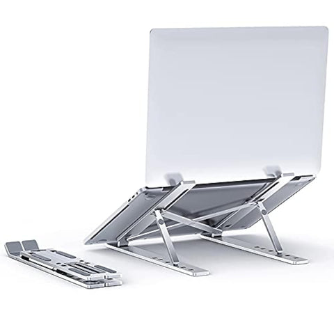 hanso Laptop Tabletop Stand/Computer Tablet Stand 6 Angles Adjustable Aluminum Ergonomic Foldable Portable Desktop Holder Compatible with MacBook, HP, Dell, Lenovo & All Other Notebook (Silver)
