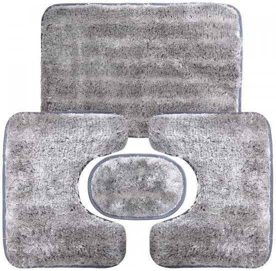 Qam Bath Mat 4 Piece Bath Mat Set Leather Padded Anti-Slip Mat Code