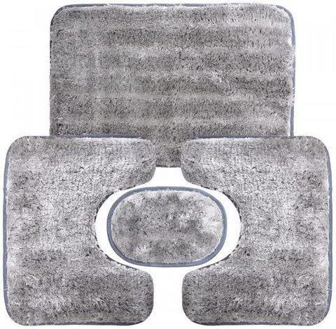 Qam Bath Mat 4 Piece Bath Mat Set Leather Padded Anti-Slip Mat Code