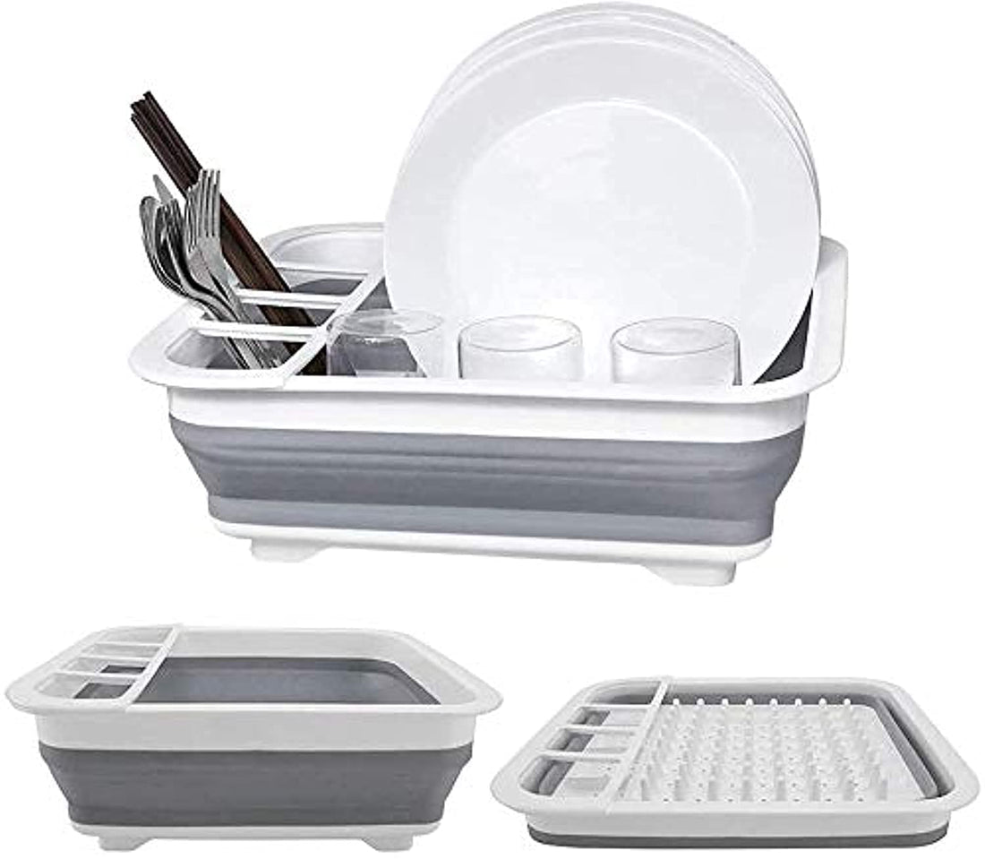 D L D Premium Collapsible Dish Drainer - Durable Folding Dish Draining Board - Space Saver for Travel, Small Kitchens, Caravans, Houseboats, Camping, Tents - Hygienic & Practical Dish Rack Drainer