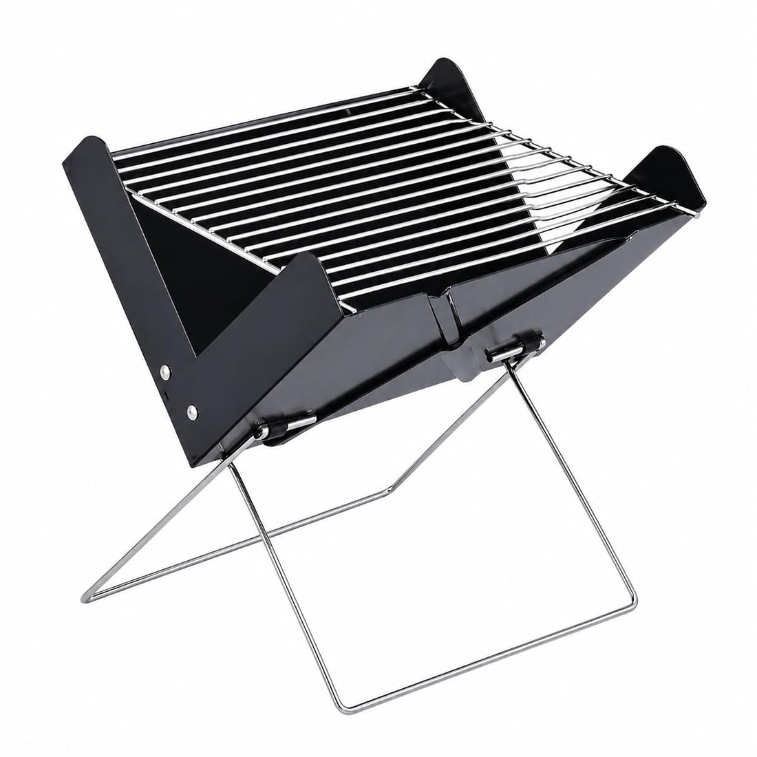 Compact Folding Barbecue Grill, Portable Charcoal BBQ Stove for Camping, Picnic, Garden and Balcony, Easy Carry Lightweight Outdoor Grill with Durable Metal Frame
