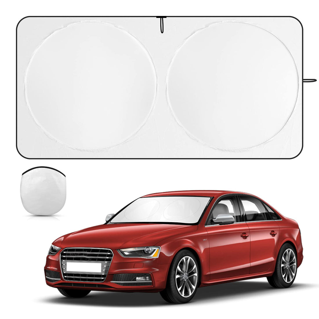 Car Sun Shade Sun Shield for Windscreen [210T Polyester Fabric] Front Window Sunshade UV Protector Reflector Block 99.8% UV Rays Car Sun Visor- Small (59.8X31.5'', 152 X 80CM)