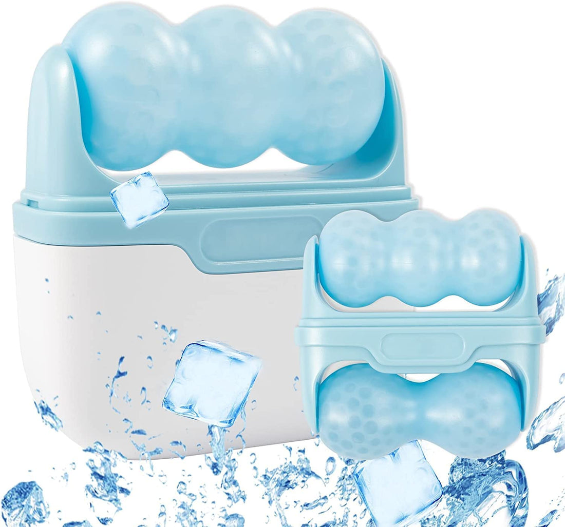 Ice Roller for Face and Eye Mini Portable Cool Facial Roller Personal Skin Care Tools with 2 in 1 Roller and Carry Case to Reduce Puffiness and Relief Migraine, Pain. Women Mother Gift (Blue)