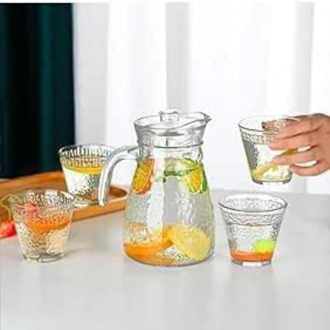 Dollar for Improt Glass Sherbet Set 1 Jug + 4 Cup Imported Set