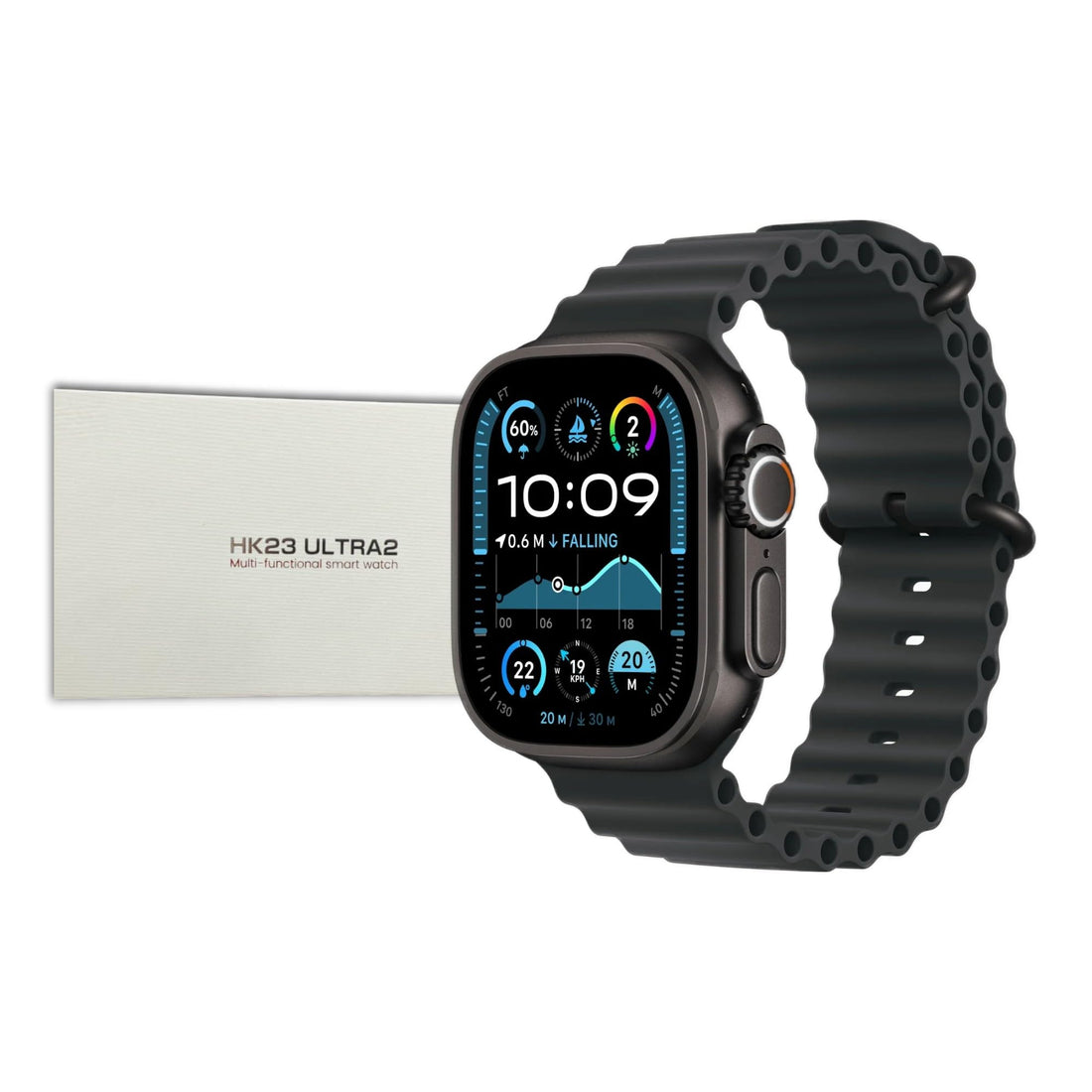 HK23 Ultra2 Smart Watch, 2.12-Inch HD Display, IP67 Water Resistant, Heart Rate and Blood Pressure Monitor, Bluetooth Calling, NFC, Supports Arabic Not Reversed (Ultra 2 Black)