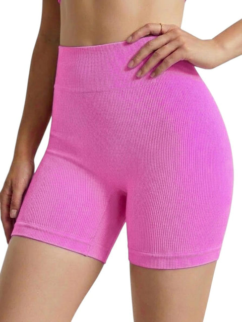 MEZA Women's Power Ribbed Shorts High Waist Body Shaper Shorts High Stretch Fabric One Size 50-90KG
