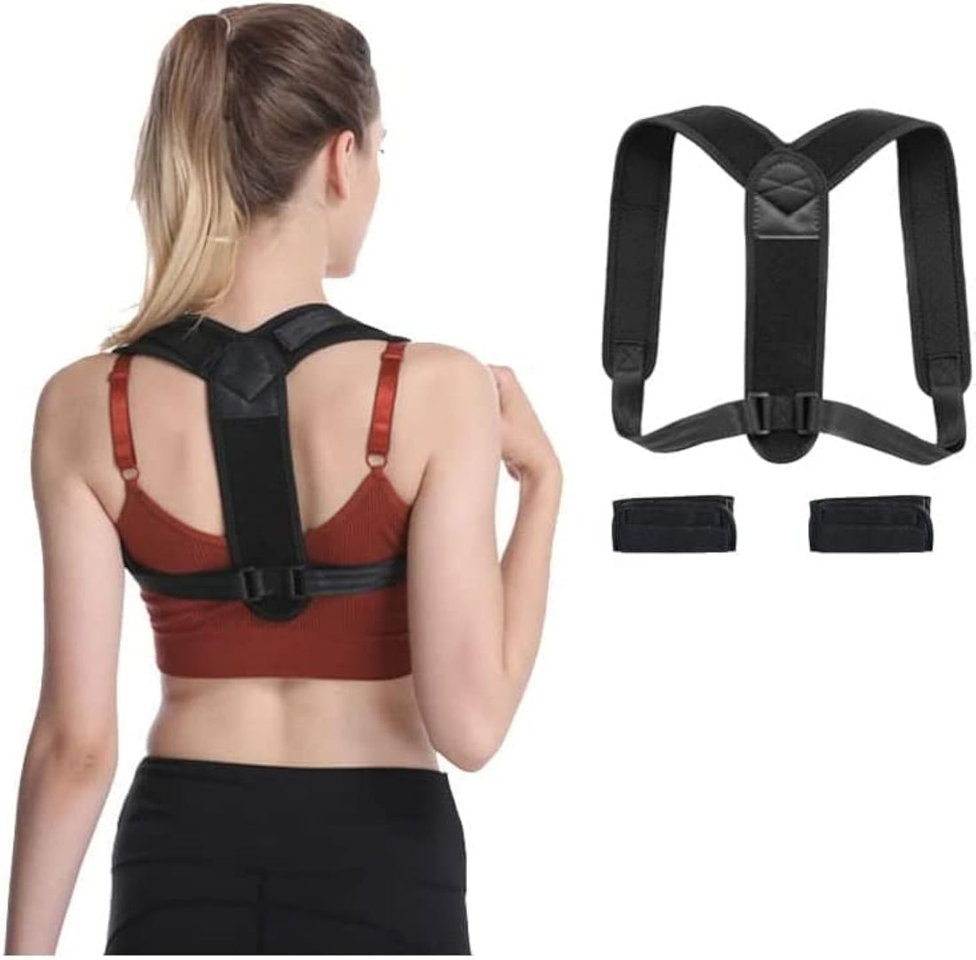 Back Brace Posture Corrector with Shoulder Pads - Body Alignment Improvement & Support - Adjustable Back Straightener - Prevent and Relief Neck, Back & Shoulder Pain