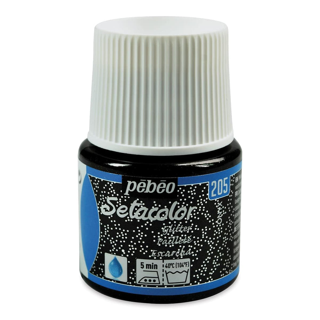 Pebeo Light Fabrics Glitter Setacolor Fabric Paint, 45ml, Onyx