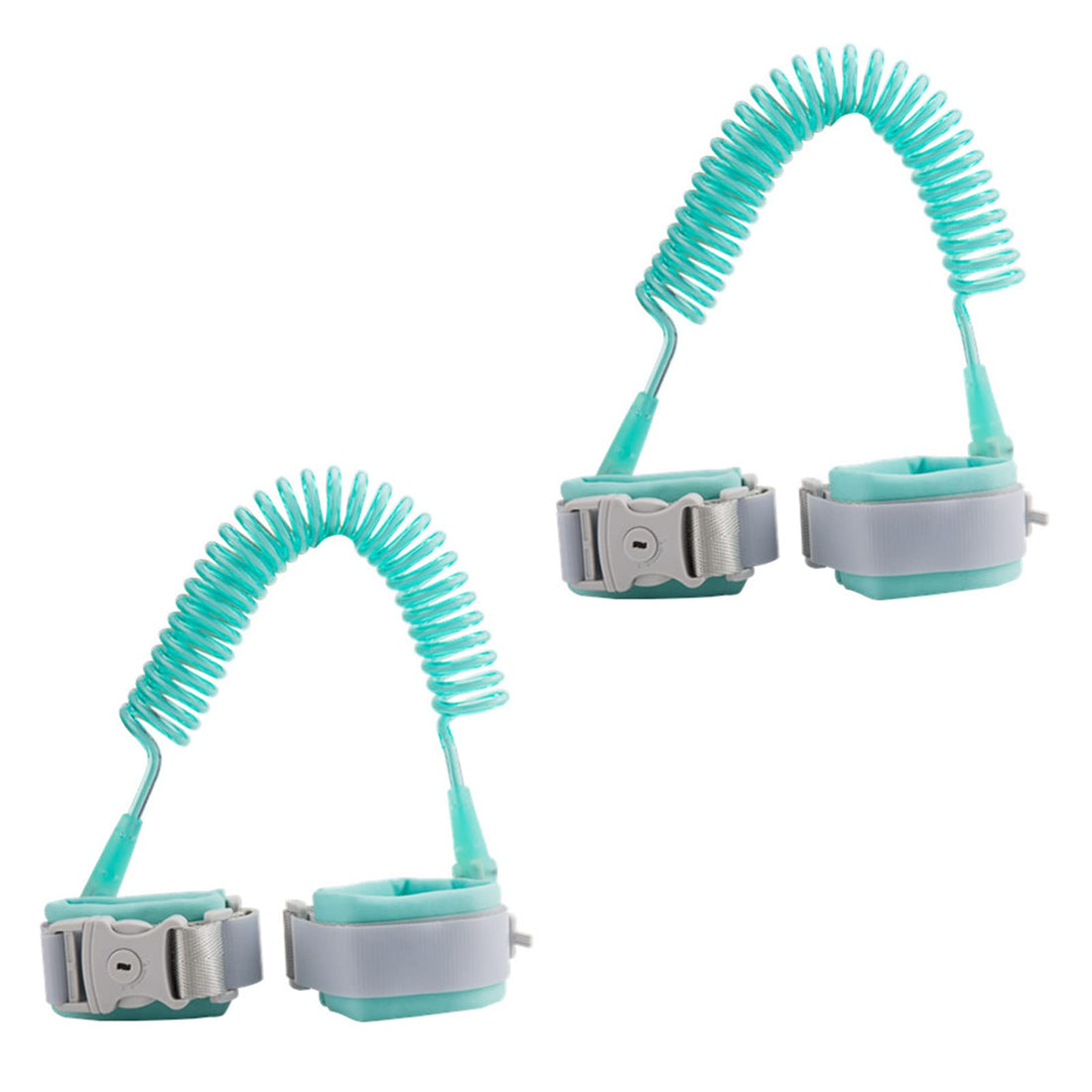 Baby Reins Walking Harness 2 Packs Anti Lost Safety Wrist Cuff with Lock + 1.5m Bungee Straps Link for Toddlers, Kids, Children-Green