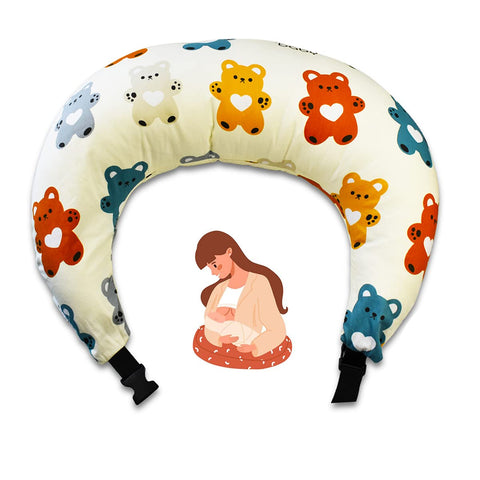 Moro Moro 3 Nursing Pillow And Positioner, Breastfeeding Pillow Maternity Pillow With Adjustable Buckle - Newborn Baby Feeding, Support - 100% Organic Cotton Removable And Washable Cover (Bear)