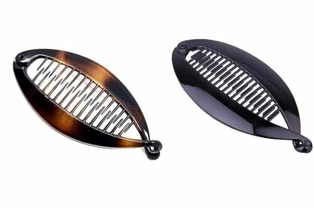 Fish Shaped Hair Clip - 2 Pieces Black and Honey