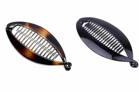 Fish Shaped Hair Clip - 2 Pieces Black and Honey