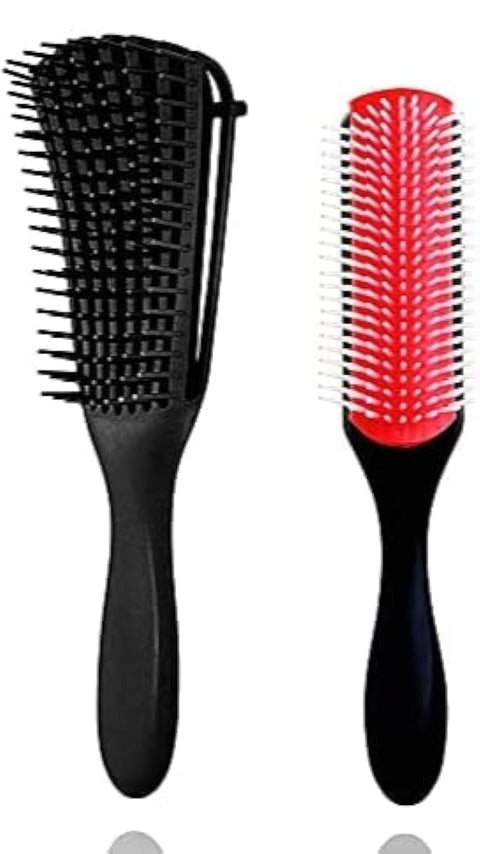 9-Row Cushion Nylon Bristle Brush and Detangling Brush Set Hair for Hairstyling, Cleaning, Plants & Misting