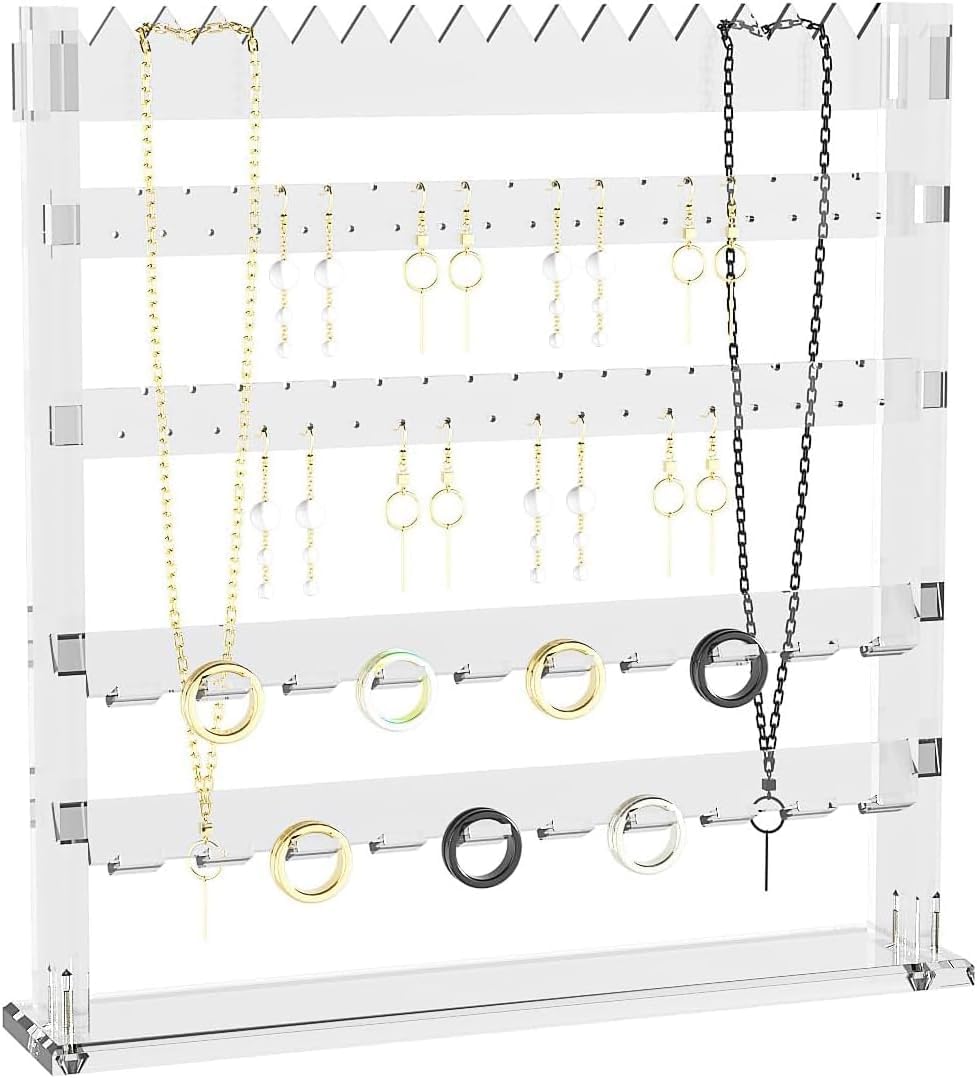 Best Media Acrylic Jewelry Holder Stand, Tabletop Necklace Earring Ring Jewelry Easel Display, Tabletop Earring Jewelry Holder Organizer for Home Use, 5layer