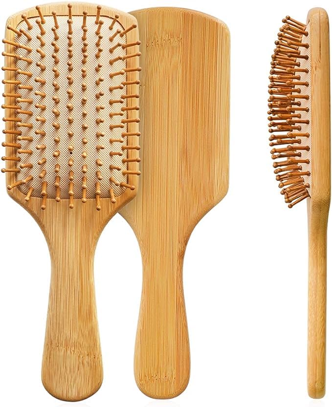 Bamboo Wood Hair Brush, No Paint, Massage Scalp While Combing Hair to Promote Blood Circulation and Prevent Static Electricity - Eco Friendly Bamboo Wood Detangling Hair Brush (1 Piece)