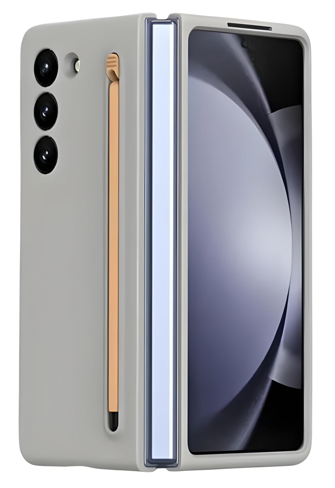 Nopatia Luxury Business Case for Samsung Galaxy Z Fold 3 with Pencil Slot Pop Up Soft Touch Flexible Shockproof Protection Cover Slim Lightweight Matte Finish (Grey)
