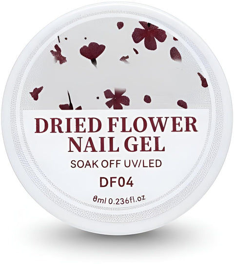 8ml Dried Flower Design Nail Polish, Spring Summer Flower Nail Art, Soak Off UV LED Nail Varnish for Salon & Home Manicure, Glossy Finish (DF04)