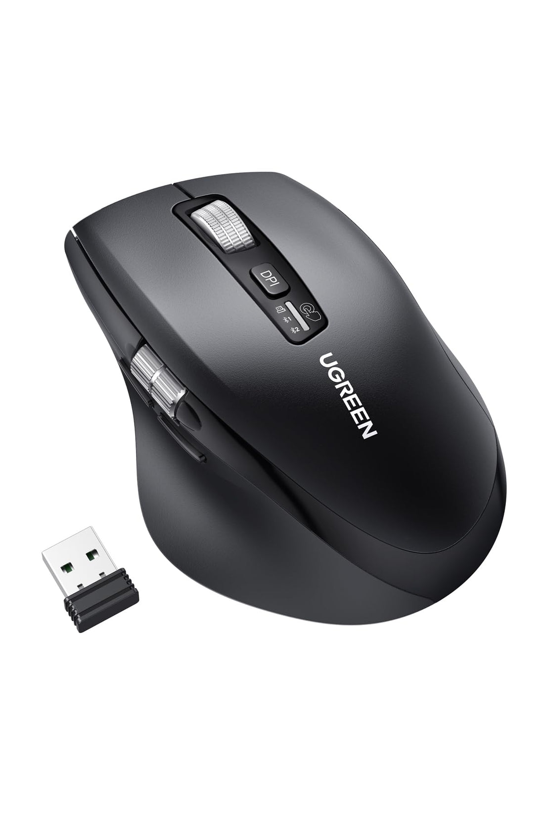 UGREEN Wireless Mouse 2.4G & Bluetooth, Ultra-Fast Scrolling, Ergonomic and Quiet Mouse 5000 dpi 5 Buttons, 10M Connection, Compatible with Windows, Linux, MacOS, Android and Chrome