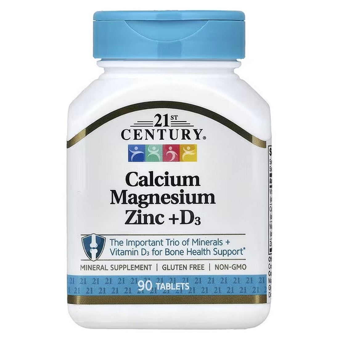 Calcium Magnesium Zinc, D3 90 Tablets, with Practical Pill Box, Laboratory Tested, Gluten Free, Soy Free, Vegetarian